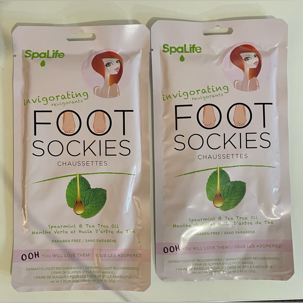 2 Pairs Spa Life Foot Sockies Spearmint & Tea tree Oil Beauty Foot care Skincare